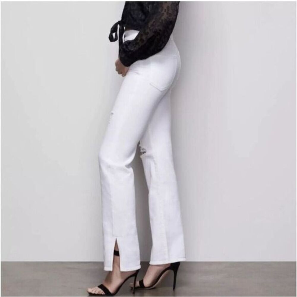 Good‎ American Good Boy Buttonfly Ripped Distressed Slit Jeans Sz 4 | 27 White - Picture 2 of 16